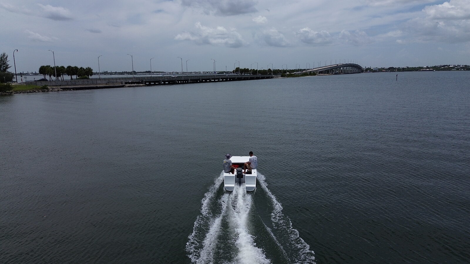 Cape Cat 115 under way, aerial view