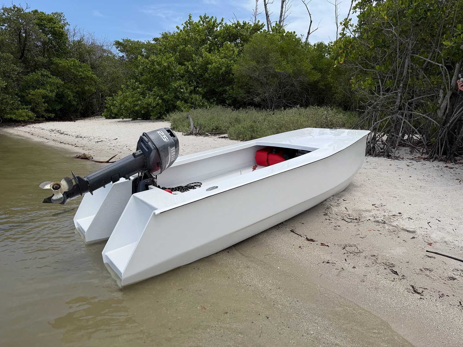 Cape Cat 115 beached at the mangroves